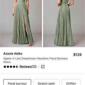 Azazie Green Floral Burnout Maxi Dress